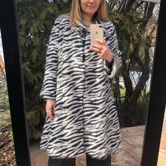 Vintage come n see zebra shabby eyelash swing cardigan duster Medium - Picture 6 of 11